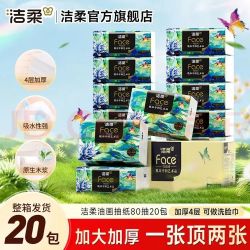 洁柔 抽纸Face油画纸巾加厚4层20包可湿水面巾卫生纸家用餐巾纸抽 4层 80抽*20包