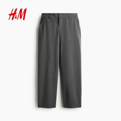 H&M 2026秋季新款女装精裁筒形长裤1336389 混深灰色 40 165/76