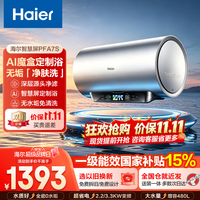 海尔 电热水器家用60升一级能效变频卫生间洗澡80L免清洗PFA7