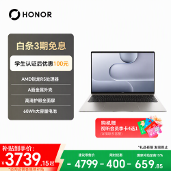荣耀 X16 锐龙版 R5-6600U 16GB+512GB 星辰灰 笔记本电脑