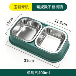 派可为 猫碗狗碗宠物不锈钢双碗猫咪饭碗猫食盆狗食盆吃饭喝水一体