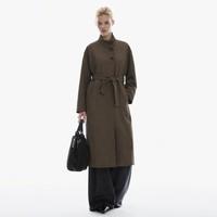 DKNY 秋季时尚纯色长款长袖立领女式风衣女外套