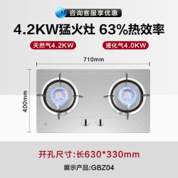 樱花 燃气灶家用双灶4.2KW不锈钢嵌入式台嵌两用液化气煤气灶GBZ04
