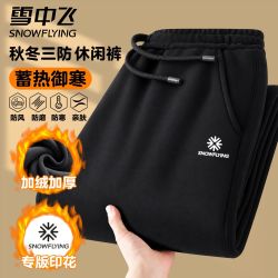 雪中飞 男士防风防水防寒加绒加厚印花休闲裤