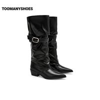 TOOMANYSHOES 2026秋冬款绝对控场高跟尖头长筒靴美拉德骑士堆堆靴