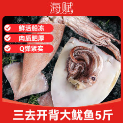 海赋 国产 三去开背大鱿鱼净重5斤 4-6条 免处理 铁板鱿鱼-源头直发