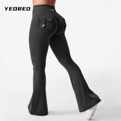 YEOREO Coreflex瑜伽裤女口袋蜜桃臀健身服运动健身提臀微喇长裤