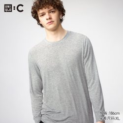 HEATTECH混纺圆领T恤/9分袖优衣库男装合作款9%羊绒486861
