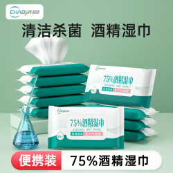 超亚医药 超亚75度酒精湿巾擦拭清洁医护用消杀家庭出行日常护理清洁纯水湿纸巾 10抽*20包
