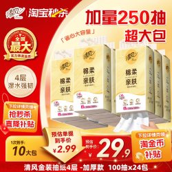 清风 棉柔亲肤 悬挂式抽纸 4层*250抽*10提(170*132mm)