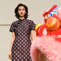 TEENIE WEENIE 小熊女装简约国风短袖收腰旗袍连衣裙女装