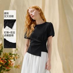 cocoon 连衣裙女秋季垂感立体收褶裙子职场通勤高品质连衣裙