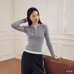 阿迪达斯 修身假两件内搭针织衫毛衣单穿上衣女秋冬adidas阿迪达斯三叶草