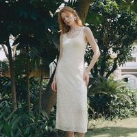 cocoon 珍珠织带轻奢秋季宴会吊带裙连衣裙女高级感大牌裙子