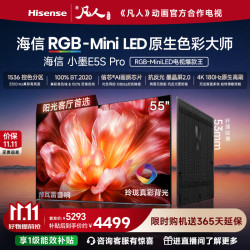 海信 RGB-MiniLED电视小墨E5S Pro 55吋 1536分区玲珑真彩背光 信芯 抗反防眩墨晶屏2.0 超薄 55英寸