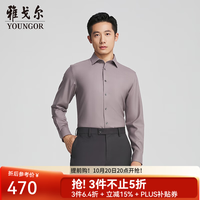 雅戈尔 长袖衬衫男秋冬男衬衫羊毛可机洗衬衫保暖 粉紫素色YLQW115524LBA 38