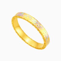 移动端：潮宏基 彩虹金幻彩碎碎冰足金戒指黄金5G三面爆闪显白精致送礼计价