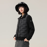 雪中飞 鹅绒立领拼接外套 黑色 L/165/88A 女士羽绒服
