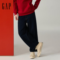 Gap 621916 纯棉宽松水洗阔腿牛仔裤 蓝黑色 31