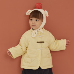 爬爬 冬季加厚保暖 淡黄 80cm 儿童棉服