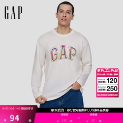 Gap 男女装2025秋季logo涂鸦印花纯棉宽松长袖T恤上衣787426 白色 XL (180/100A) 亚洲尺码