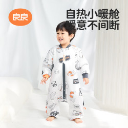良良 秋冬婴幼儿分腿睡袋厚夹纯棉外穿男女同款 稻草人-40G-70码