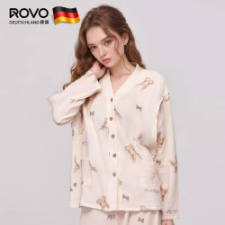 ROVO 带胸垫纯棉孕妇开衫套装喂奶专用居家服 （多款可选）