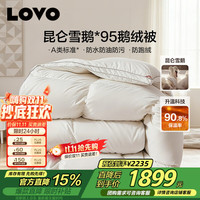 乐蜗家纺 罗莱生活A类 95%昆仑白鹅绒羽绒被 冬被 1000g填充200*230cm 白色