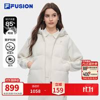 斐乐 羽绒马甲丨 FILA FUSION女2026冬新款连帽保暖外套 云白色-WT M 165/84A/M