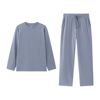 全棉时代 抗菌针织带杯圆领家居服套装 高空灰 XL