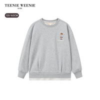 TEENIE WEENIE Kids小熊童装秋冬女童流行假两件加绒卫衣 花灰色 140 cm