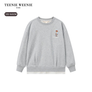 TEENIE WEENIE Kids小熊童装秋冬女童流行假两件加绒卫衣 花灰色 140 cm