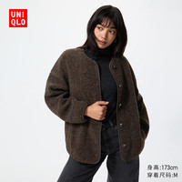 优衣库 仿羊羔绒摇粒绒休闲开衫/长袖女装488302 38 深褐色 M