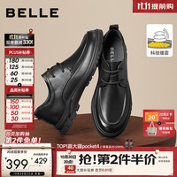 百丽 男鞋缓震科技真皮正装鞋商场款四季厚底休闲皮鞋7WF01AM3 黑色-单里 40 (250mm)