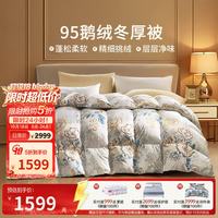 富安娜 家纺 羽绒被芯95%白鹅绒被子冬天加厚冬被 95灰鹅绒-晓露2.0 单人被1.2/1.5米（被芯152*210cm）