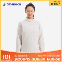 迪卡侬 保暖绒衣户外抓绒衣女运动宽松秋摇粒绒外套冲锋衣内胆 MH100 半拉链-月岩灰 M