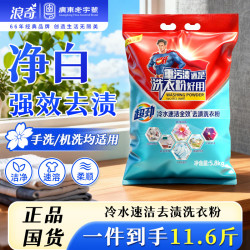 浪奇 无磷洗衣粉5.8kg冷水速效去渍家庭实惠装机洗手洗 热门商品