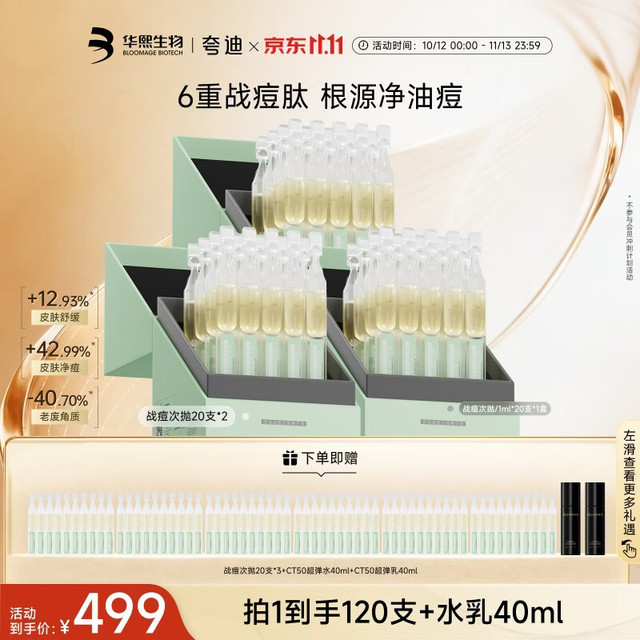 夸迪 华熙 战痘次抛到手120支、水40ml、乳40ml2.8一支！！