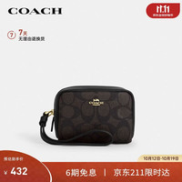COACH 女士经典标志拉链手拿包手腕包黑色礼物送女友次日达