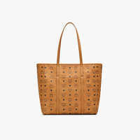 MCM TONI经典印花中号购物袋托特包菜篮子轻奢 干邑色 中号