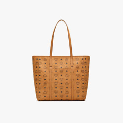 MCM TONI经典印花中号购物袋托特包菜篮子轻奢 干邑色 中号