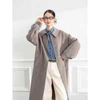 La·go·go 100%绵羊毛春秋气质优雅通勤双面呢翻领外套女
