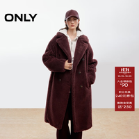 ONLY 2025秋季新款双排扣泰迪毛纯色中长款毛呢大衣女|12536U007 H7Z 安道尔红 S