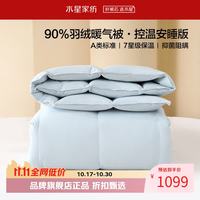水星家纺 A类抑菌阻螨90%白鸭绒冬被芯防钻绒秋冬羽绒被子 90%羽绒暖气被200×230cm