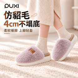 朴西 懒猫情侣棉拖鞋女冬天居家室内厚底保暖加绒防滑毛毛拖棉鞋男