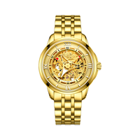 老凤祥 999足金镂空机械机芯 金色 42mm 男士腕表