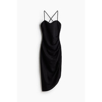 H&M HM女装连衣裙夏季细吊带连衣裙垂坠亚麻混纺露背裙度假裙1283992
