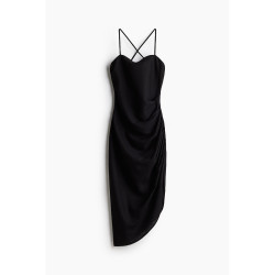 H&M HM女装连衣裙夏季细吊带连衣裙垂坠亚麻混纺露背裙度假裙1283992