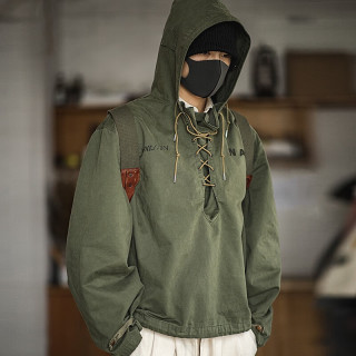 马登 工装 美式复古甲板服恶劣天气短款夹克外套男宽松连帽卫衣