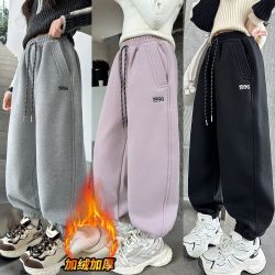 女童12-15岁加绒裤子冬季新款休闲儿童秋冬卫裤大童洋气运动裤